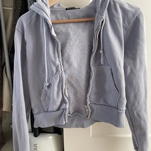 Brandy Melville cropped zipped hoodie lavender